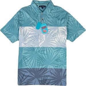 Cremieux Blue Label Tahiti Palm Stripe Polo Shirt - NWT Mens XL - #47916-L3